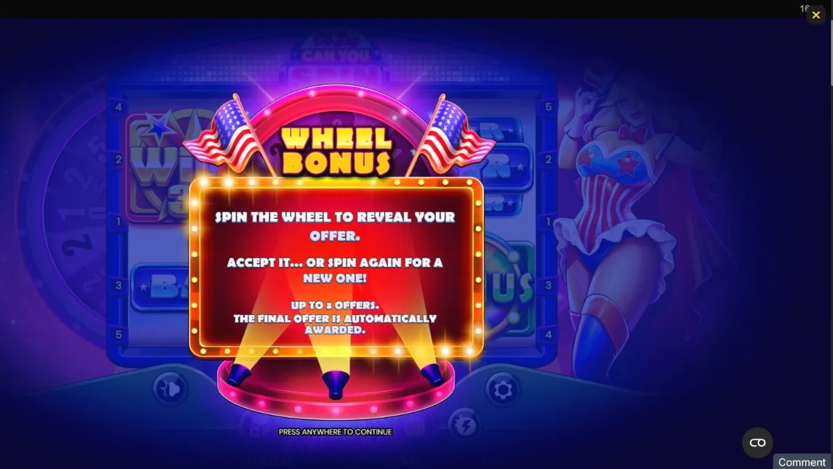 Tampilan visual slot Oh Say Can You Spin dengan tema patriotik Amerika